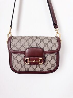 Gucci Brown GG Horse Bit Mini - 2 straps  - Crossbody with brown Leather Trim